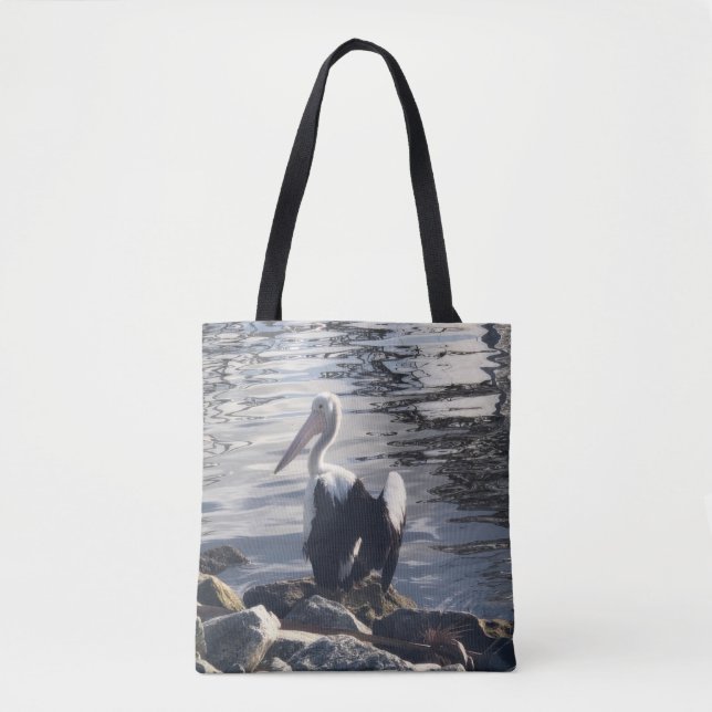 Bolso De Tela Pelícano Blanco (Anverso)