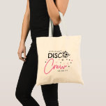 Bolso De Tela Película de disco rosada Ball Bachelorette Disco C<br><div class="desc">Una bolsita de té disco con una bola de disco para O rodeada de estrellas de color rosa y negro. El equipo de disco tocó la bolsa para la fiesta nupcial con un diseño de tipografía de glam en negro y rosa con el nombre de la novia y la fecha....</div>