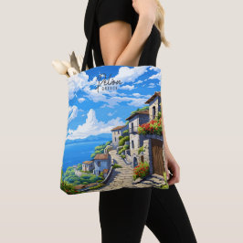 Bolso De Tela Pelion Grecia Ilustracion de viajes de arte vintag
