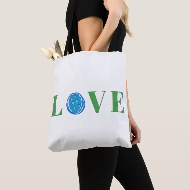 Bolso De Tela Pellebola de piquetes Preppy Love Ball Blue Green (Detalle)