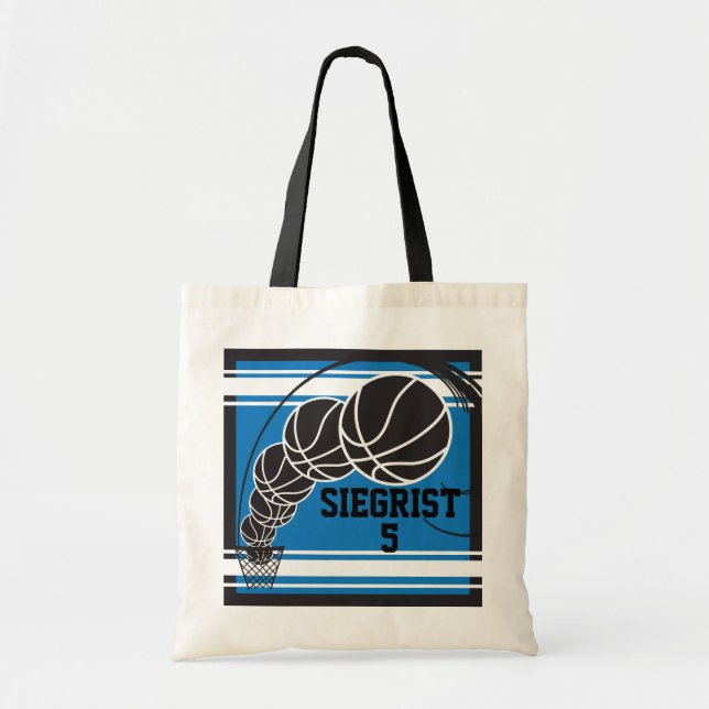 Bolso De Tela pelota de baloncesto azul (Frente)