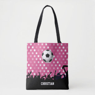 Bolso De Tela Pelota de fútbol y fans de las Estrellas Rosadas