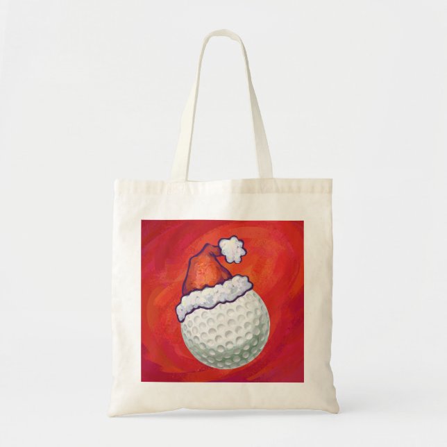 Bolso De Tela Pelota de golf en Santa Hat en Red (Frente)