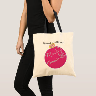 Bolso De Tela Pelota de Ornamento de Navidad Rosa.Plata