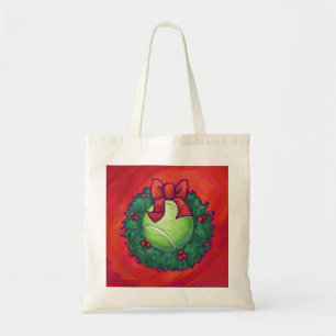 Bolso De Tela Pelota de tenis en Wreath sobre rojo