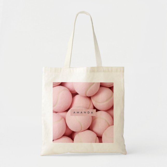 Bolso De Tela Pelota de Tenis Rosa Chic Personalizada Pastel (Frente)