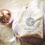 Bolso De Tela Pelota disco minimalista | Fiesta de boda de dama<br><div class="desc">Este moderno pero elegante bolso de fiesta de boda tiene un estilo moderno y minimalista,  con escritura a mano y texto clásico. Un ilustracion negro incluye una bola de disco dibujada a mano. El regalo perfecto para tu dama de honor.</div>
