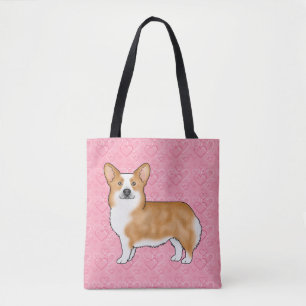 Bolso De Tela Pembroke Galés Corgi Rojo Patrón de Corazón de Amo