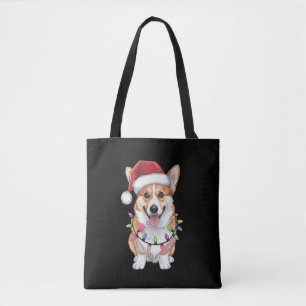 Bolso De Tela Pembroke Welsh Corgi Santa Christmas Tree Lights