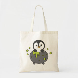 Bolso De Tela Penguin Happy Halloween Cauldron Bat Tote Bag