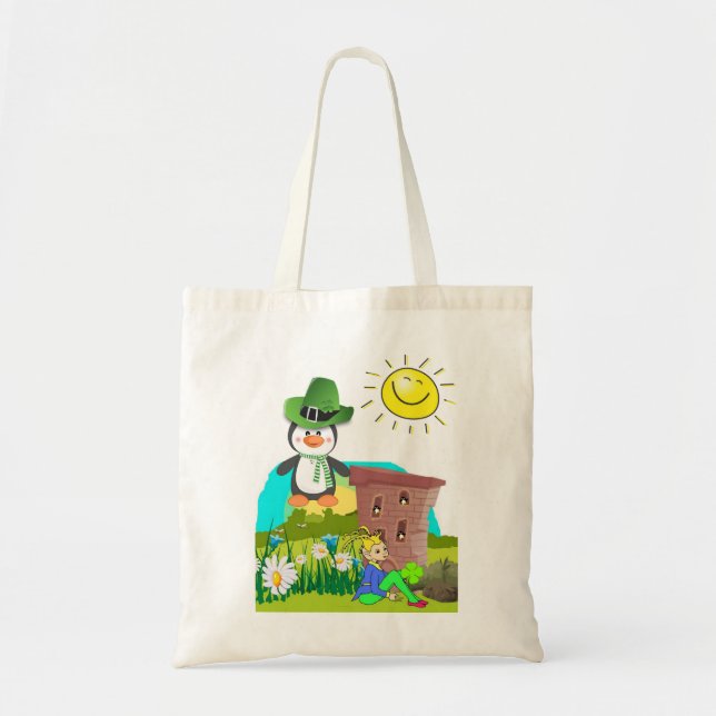 Bolso De Tela penguin leprechaun, el día del feliz san patrick (Frente)