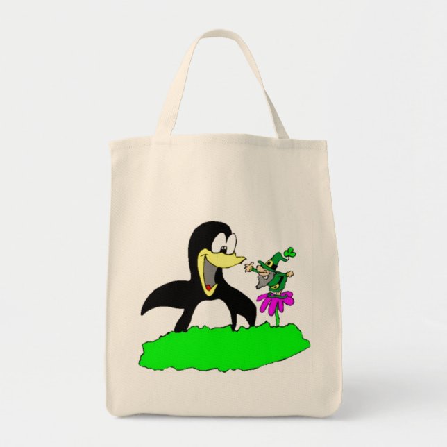 Bolso De Tela Penguin y Leprechaun (Frente)