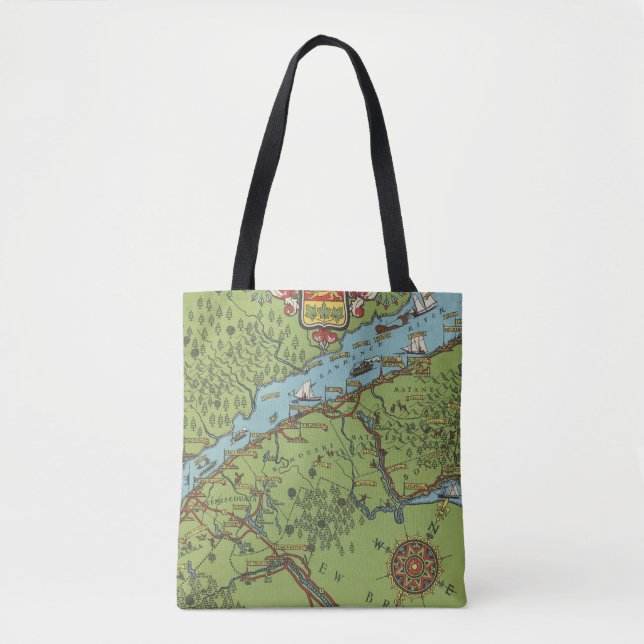 Bolso De Tela Península de Gaspe, mapa de Canadá (Anverso)
