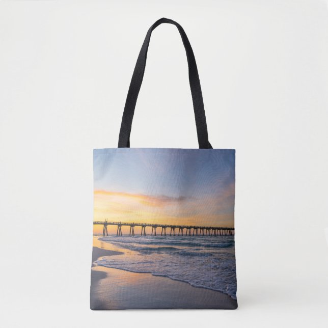 Bolso De Tela Pensacola Pier Shoreline Sunrise Tote Bag (Anverso)