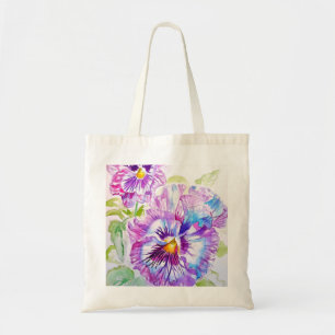 Bolso De Tela Pensamiento Pensamientos Floral Acuarela Púrpura F
