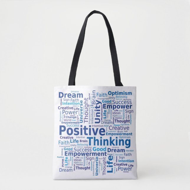 Bolso De Tela Pensamiento positivo Nube de palabras - Azul (Anverso)