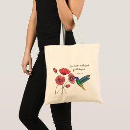 Bolso De Tela Pensamiento religioso de tus flores con Hummingbir