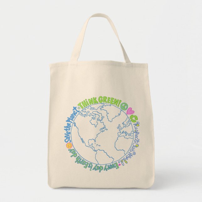 Bolso De Tela Pensar en el mundo verde (Frente)