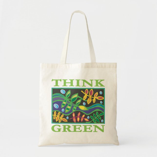Bolso De Tela Pensemos en el medio ambiente verde (Frente)