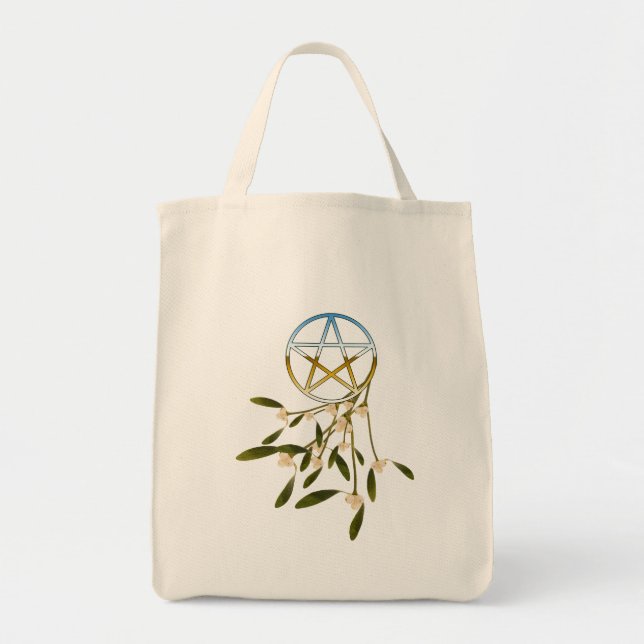 Bolso De Tela Pentáculo con muérdago (Frente)