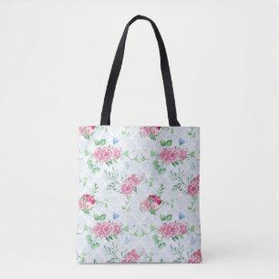 Bolso De Tela peonía acuática, acuarela de mariposa