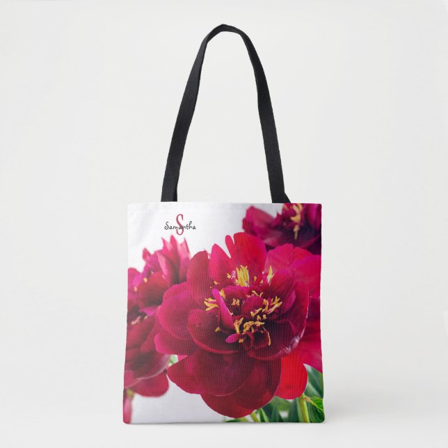 Bolso De Tela Peonía Roja (Anverso)