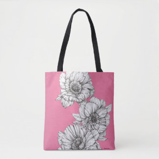 Bolso De Tela Peonía rosa en tinta