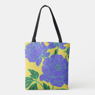 Bolso De Tela Peonías Azules
