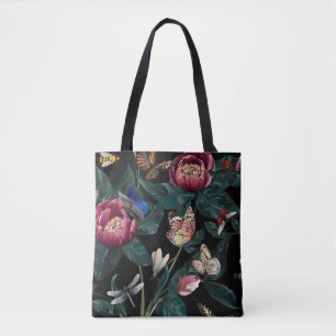 Bolso De Tela peonías coloridas: patrón de flores grandes.