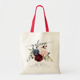 Bolso De Tela Peonías Marsala Blush Polvo Azul Acuarela