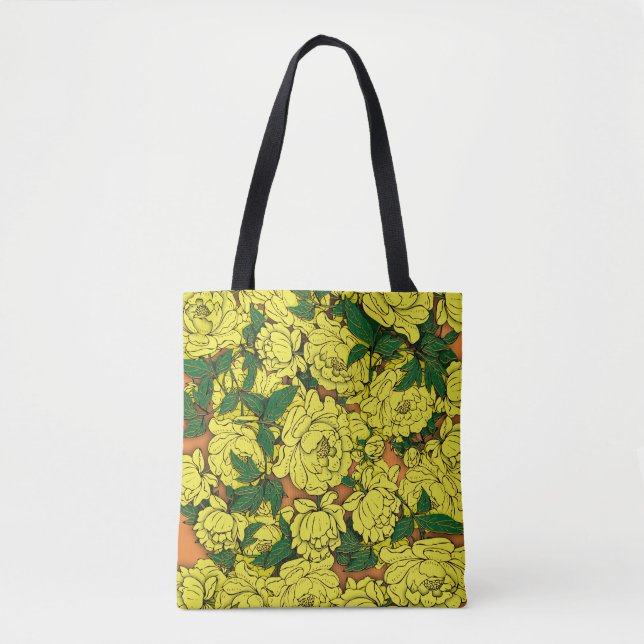 Bolso De Tela Peonies amarillos (Anverso)