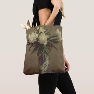 Bolso De Tela Peonies en un florero azul y blanco