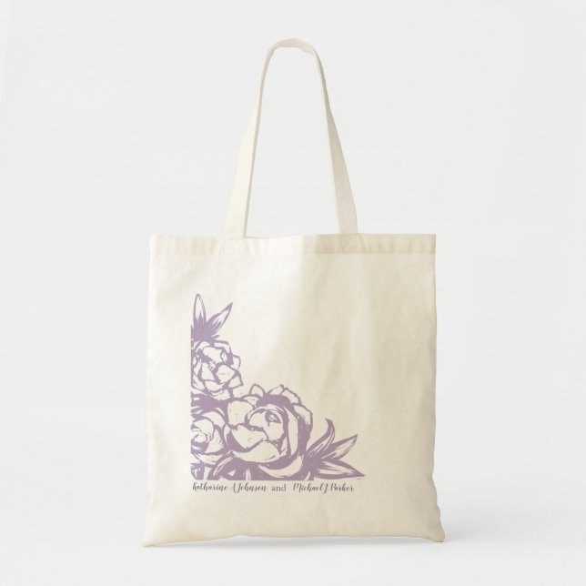 Bolso De Tela Peonies románticos de la lavanda que casan la (Frente)