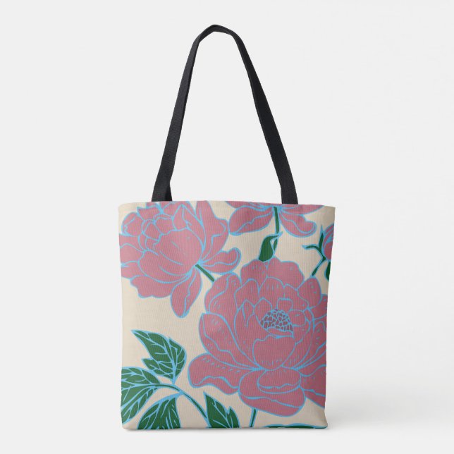 Bolso De Tela Peonies rosados (Reverso)