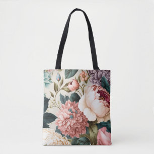 Bolso De Tela Peonies y Gardenia Patrón floral sin mar