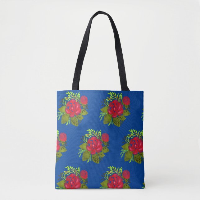 Bolso De Tela Peony Folk Floral (Anverso)