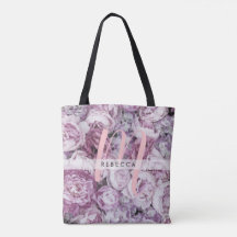 Peony Pink Roses Floral Monograma