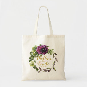 Bolso De Tela Peony púrpura Wreath Madre de la novia ID456