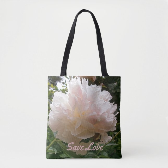 Bolso De Tela Peony rosado Blossom.text. (Anverso)