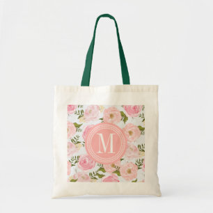 Bolso De Tela Peony rosado floral de los rosas del vintage