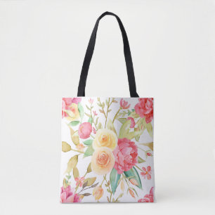 Bolso De Tela Peony y Rosas