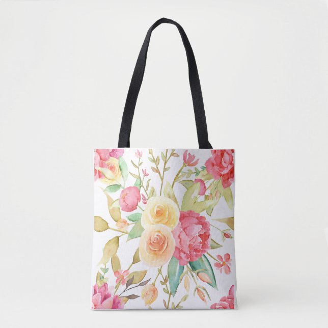 Bolso De Tela Peony y Rosas (Anverso)