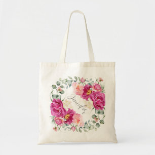 Bolso De Tela Peony y Rosas Eucalyptus Greenery Tote Bag