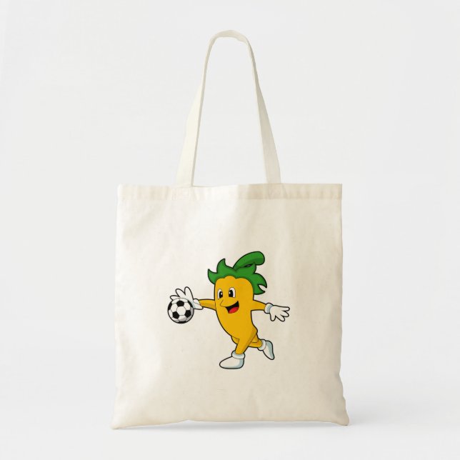 Bolso De Tela Pepper Vegan como jugador de fútbol con fútbol. PN (Frente)