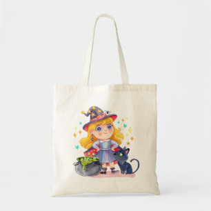 Bolso De Tela Pequeña bruja y gato negro