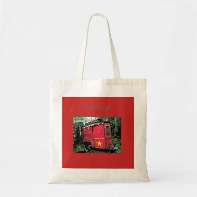 Bolso De Tela Pequeña caravana gitana roja personalizada (Frente)