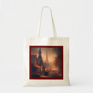 Bolso De Tela Pequeña ciudad 4 navidades