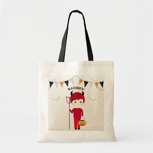 Bolso De Tela Pequeña fiesta de Halloween del diablo (Frente)