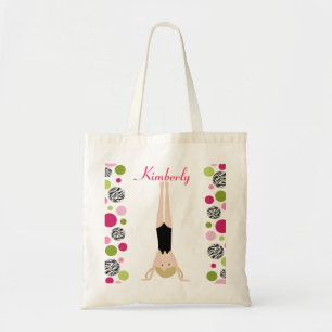 Bolso De Tela Pequeña gimnasta rosa y verde