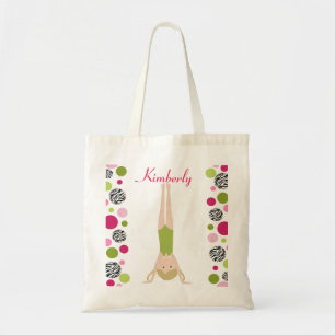 Bolso De Tela Pequeña gimnasta rosa y verde
